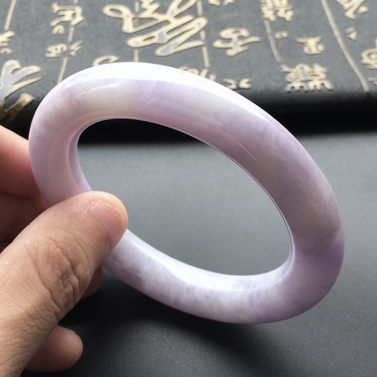 (超值推荐)糯冰种紫罗兰圆条手镯(56.4mm)