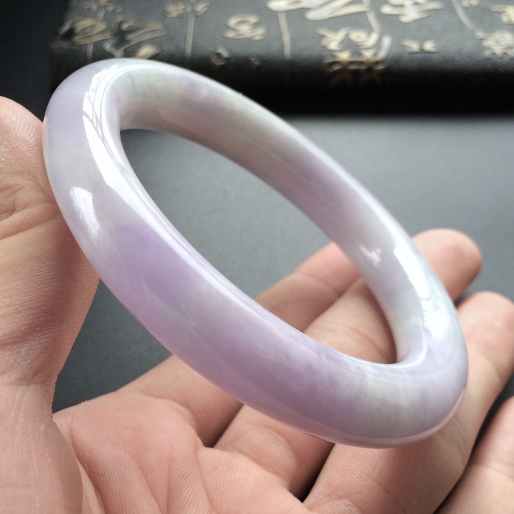 (超值推荐)糯冰种紫罗兰圆条手镯(56.8mm)