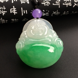 （超值推荐）糯冰种翠色玉佛挂件