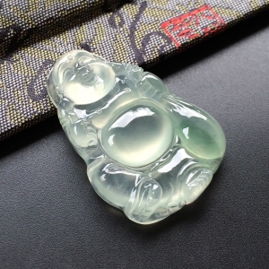 (超值推荐)冰种飘花布袋佛挂件