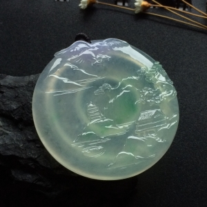 （超值推荐）冰种飘花略带紫罗兰大展宏图挂件