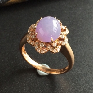 (超值推荐)糯冰种紫罗兰镶玫瑰金钻石戒指