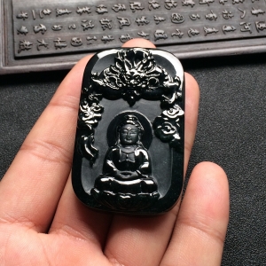（超值推荐）冰种墨翠观音挂件