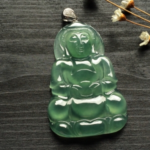 （超值推荐）冰种晴水观音挂件（金扣）