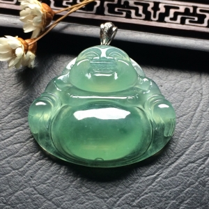 （超值推荐）冰种晴水玉佛挂件（金扣）