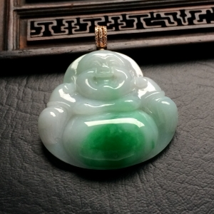 （超值推荐）糯冰种飘翠玉佛挂件