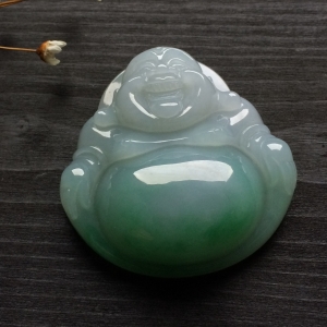 （超值推荐）糯冰种飘花玉佛挂件