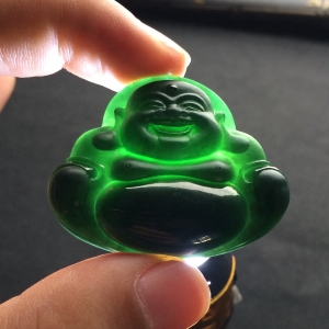 （超值推荐）冰种墨翠玉佛挂件