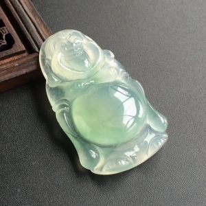 (超值推荐)冰种晴水略飘花站佛挂件