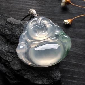 （超值推荐）冰玻种飘花玉佛挂件