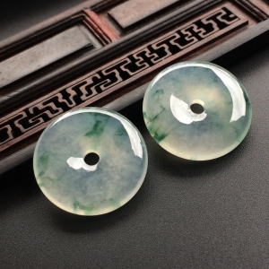 （超值推荐）冰种飘花平安扣挂件（一对）