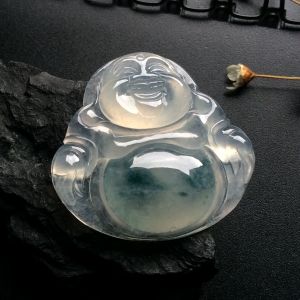（超值推荐）冰玻种飘花玉佛挂件