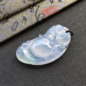 (超值推荐)冰种淡紫罗兰略飘花逍遥佛挂件
