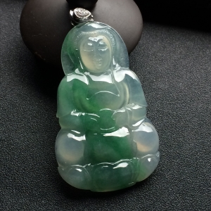 （超值推荐）冰种飘绿花观音挂件
