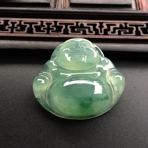（超值推荐）冰种晴水略飘花玉佛挂件