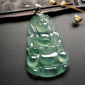 （超值推荐）冰种晴水观音挂件（金扣）