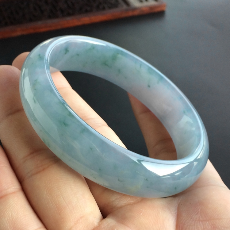 (超值推荐)糯冰种紫罗兰飘花贵妃镯(58.3mm-51.3mm)
