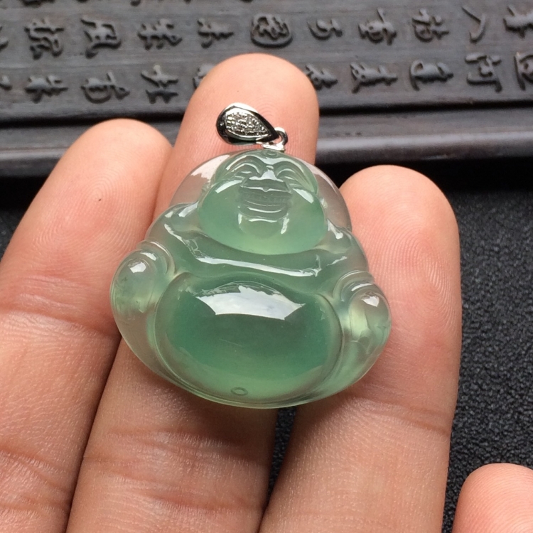 （超值推荐）冰种晴水玉佛挂件（金扣）