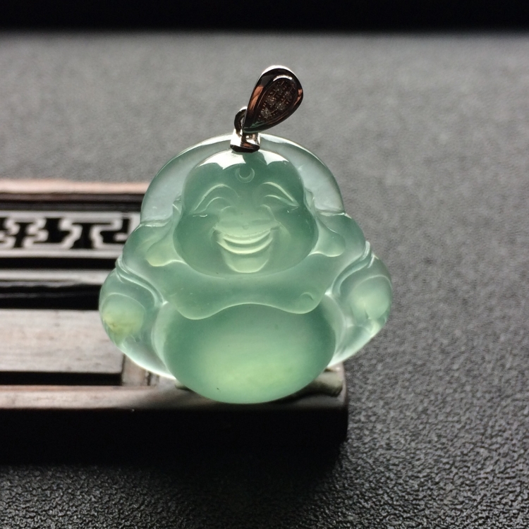 （超值推荐）冰种晴水玉佛挂件（金扣）
