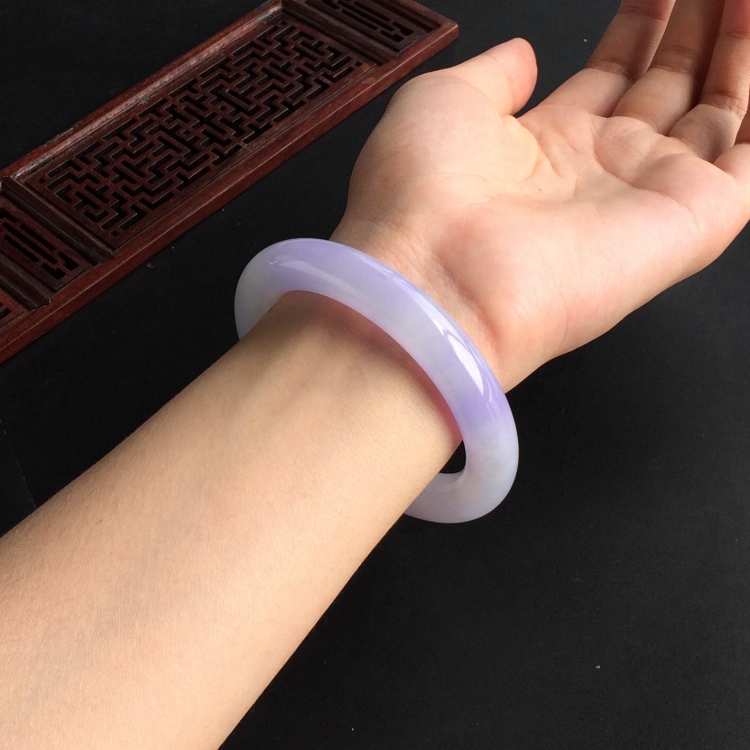 (超值推荐)糯冰种紫罗兰圆条手镯(55.5mm)