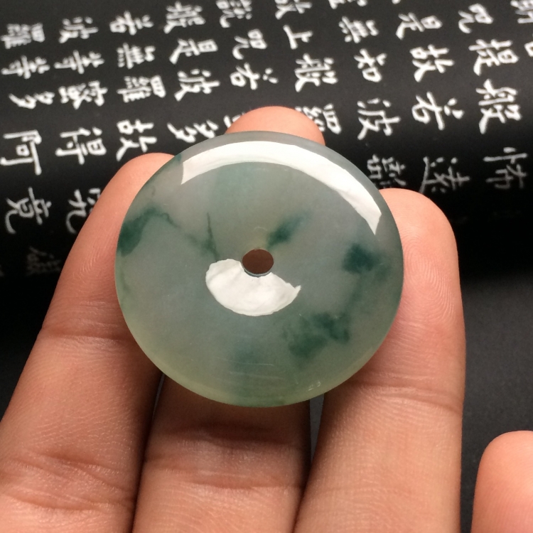 （超值推荐）糯冰种飘花平安扣挂件