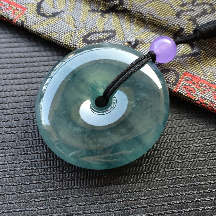 (超值推荐)冰种飘蓝花平安扣挂件