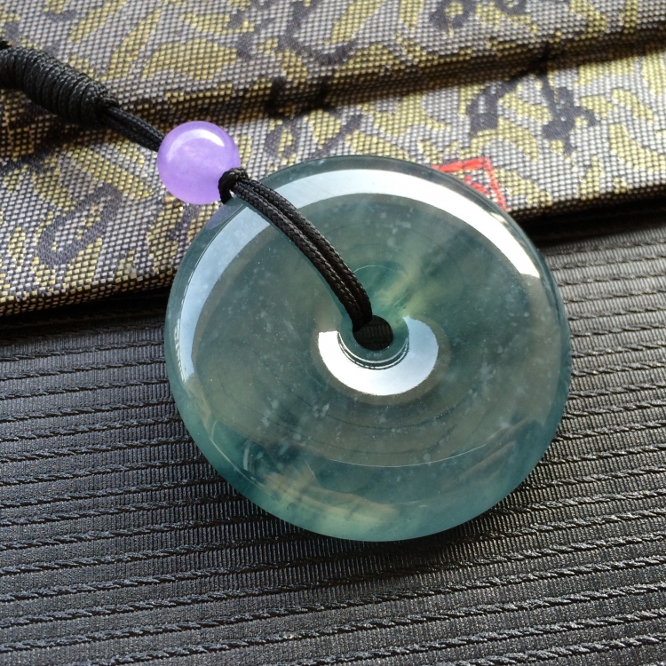 (超值推荐)冰种飘蓝花平安扣挂件