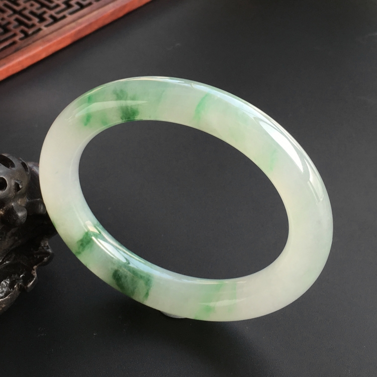 (超值推荐)冰种飘花圆条手镯(56.4mm)