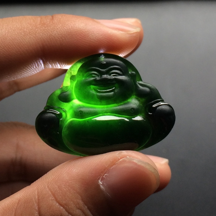 （超值推荐）冰种墨翠玉佛挂件