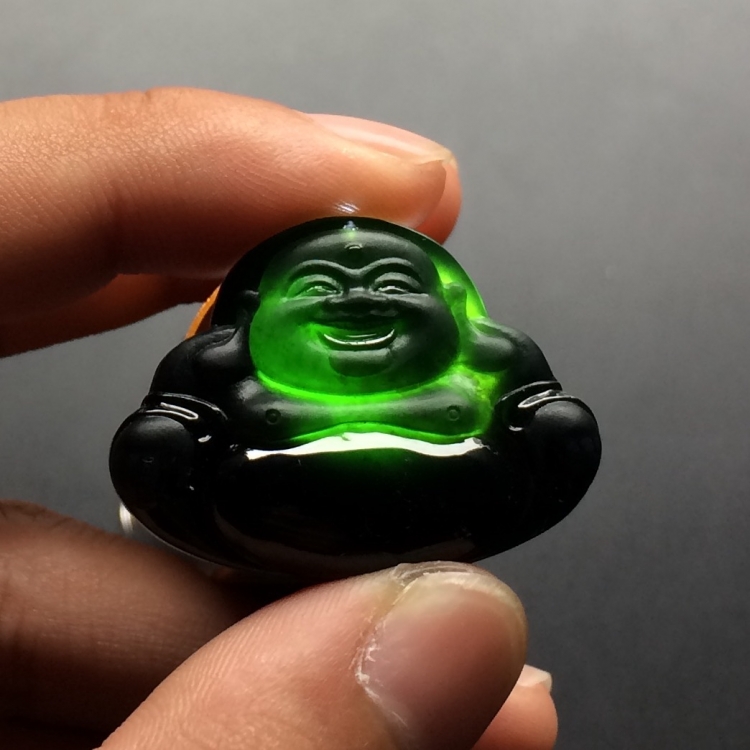 （超值推荐）冰种墨翠玉佛挂件