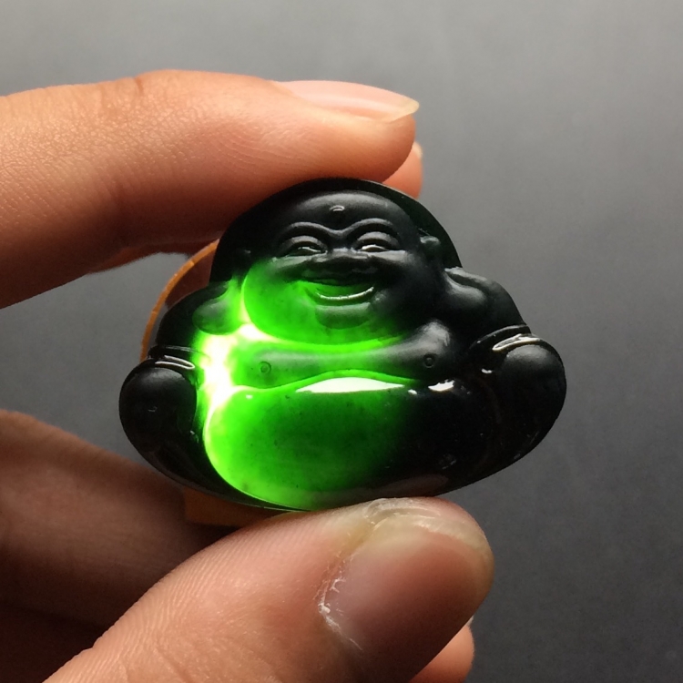 （超值推荐）冰种墨翠玉佛挂件
