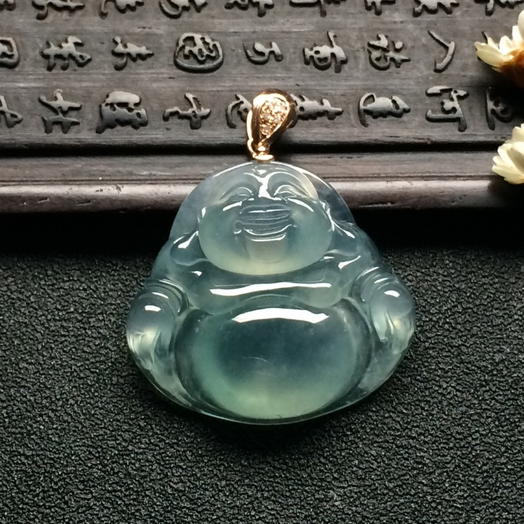 （超值推荐）冰种晴水玉佛挂件（金扣）