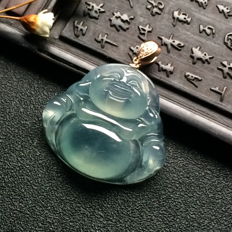 （超值推荐）冰种晴水玉佛挂件（金扣）