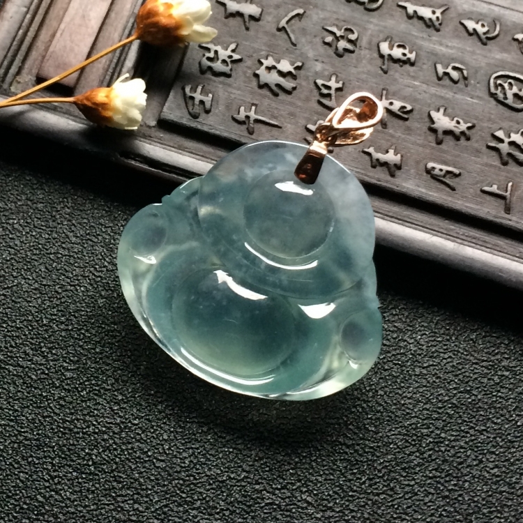 （超值推荐）冰种晴水玉佛挂件（金扣）