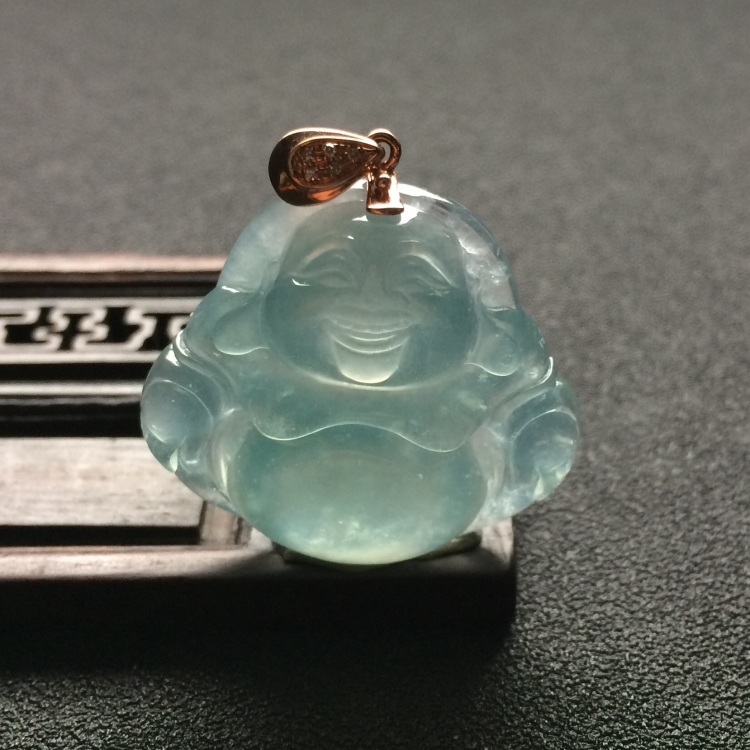 （超值推荐）冰种晴水玉佛挂件（金扣）