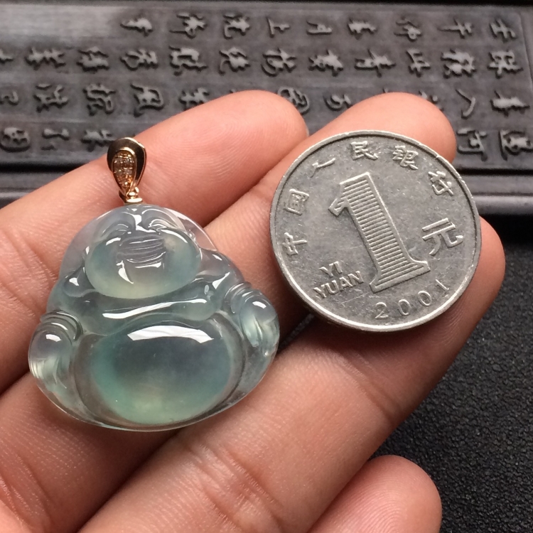 （超值推荐）冰种晴水玉佛挂件（金扣）