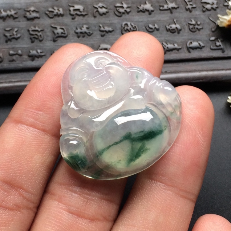 （超值推荐）冰种飘花玉佛挂件