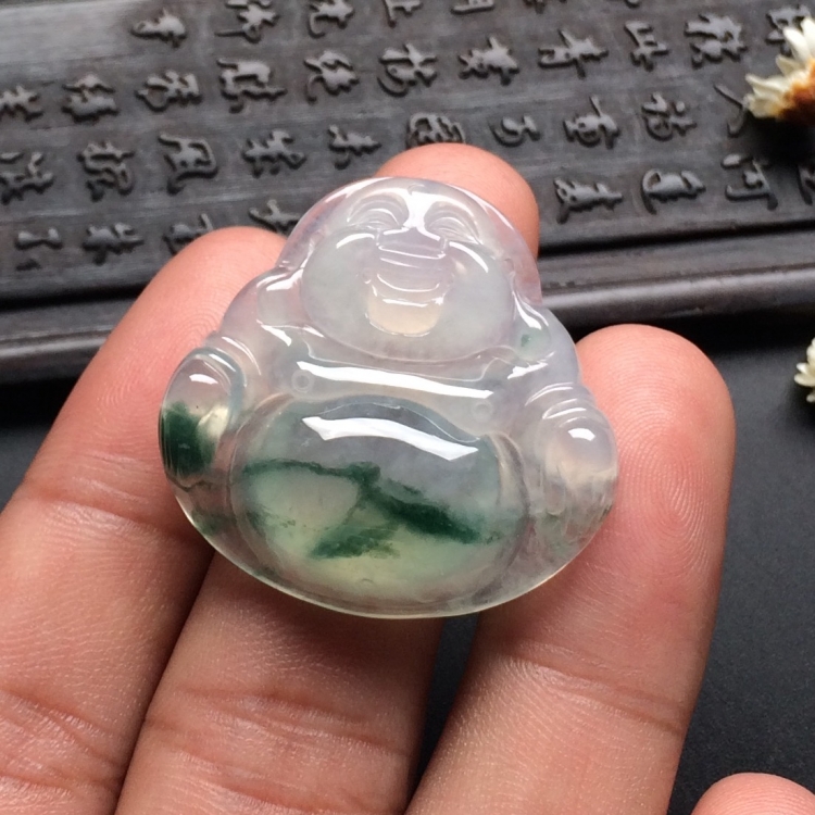 （超值推荐）冰种飘花玉佛挂件