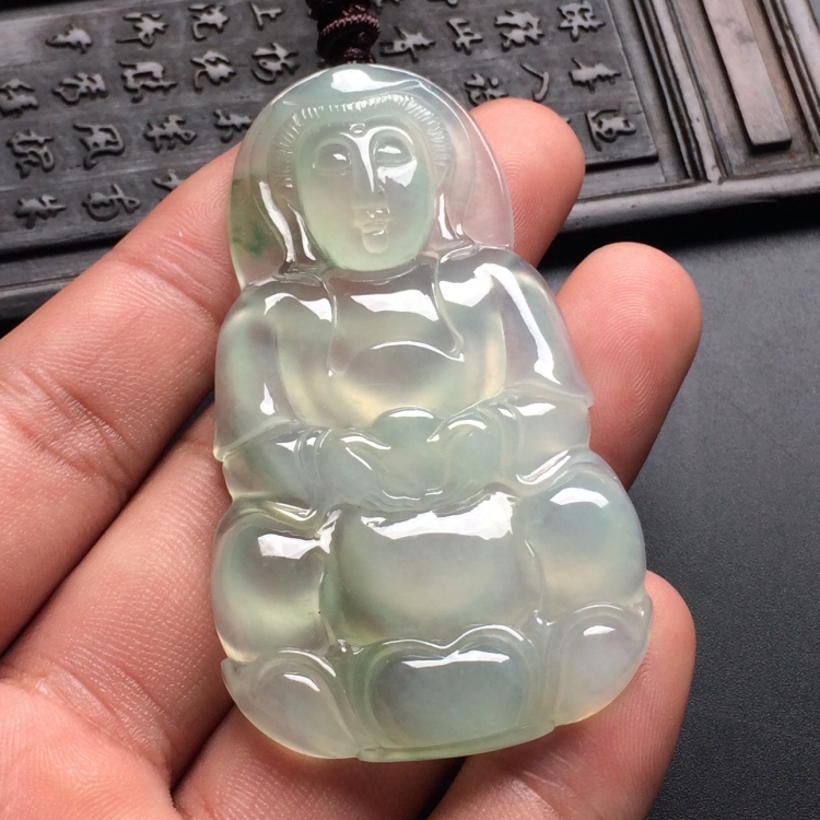 （超值推荐）冰种晴水略飘花观音挂件