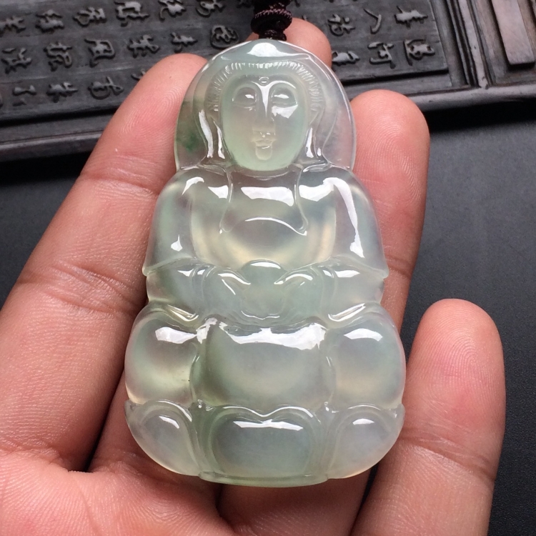 （超值推荐）冰种晴水略飘花观音挂件