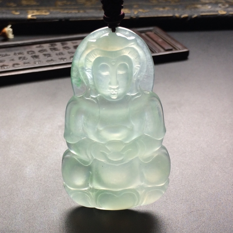 （超值推荐）冰种晴水略飘花观音挂件