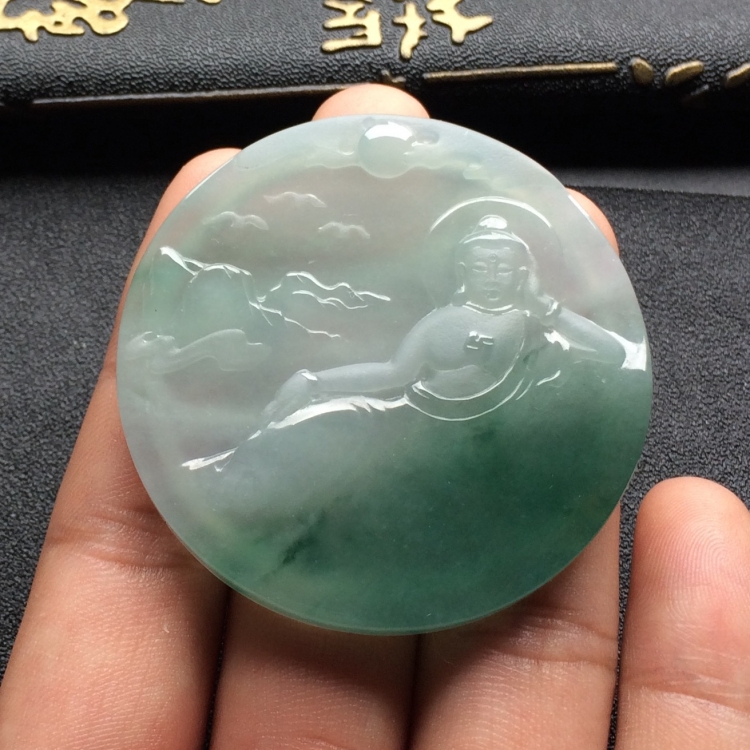 （超值推荐）冰种飘花卧佛挂件