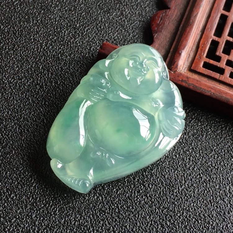 (超值推荐)冰种晴水飘花布袋佛挂件