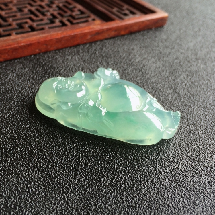 (超值推荐)冰种晴水飘花布袋佛挂件