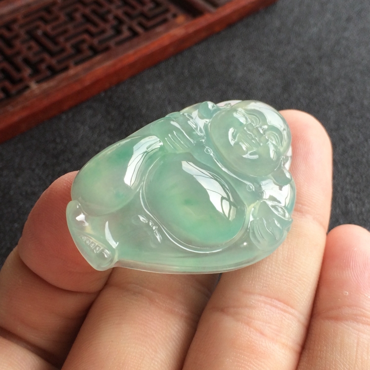 (超值推荐)冰种晴水飘花布袋佛挂件