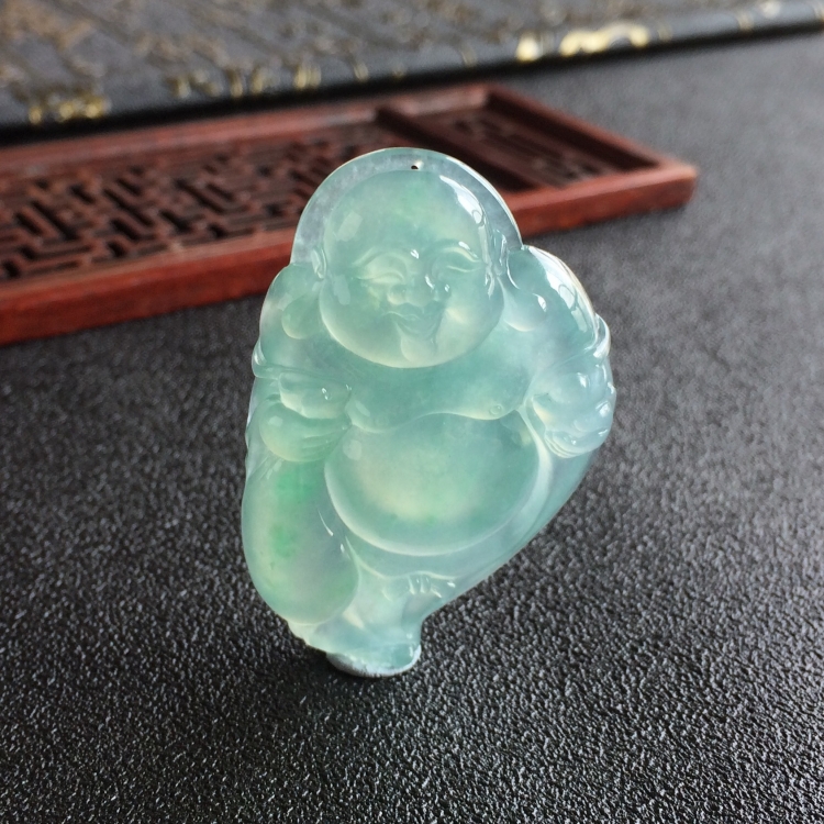 (超值推荐)冰种晴水飘花布袋佛挂件