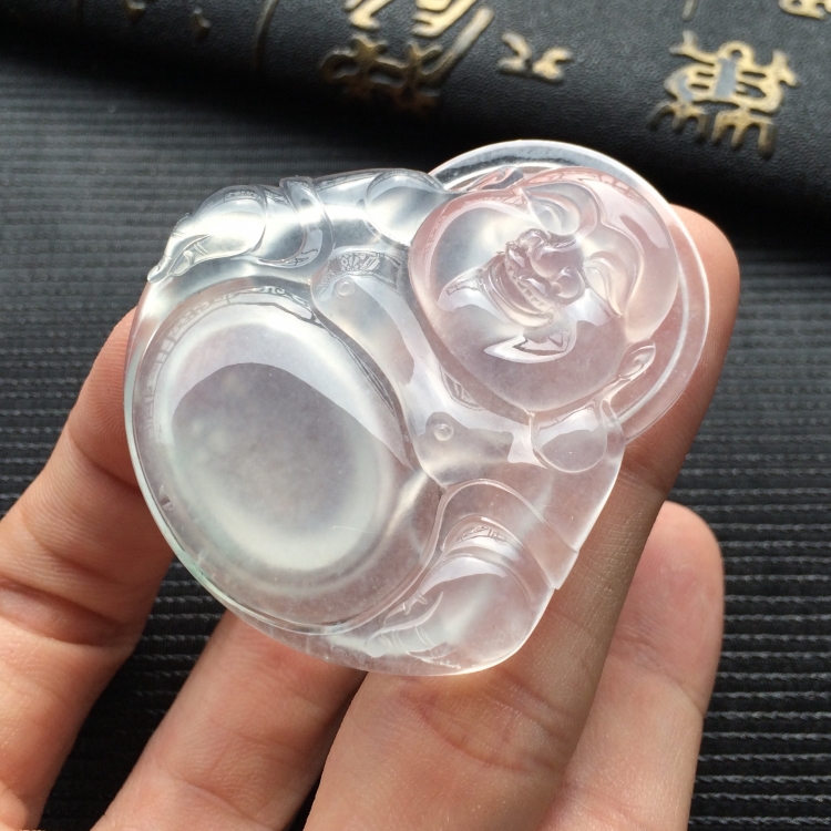 (超值推荐)冰玻种淡晴水玉佛挂件