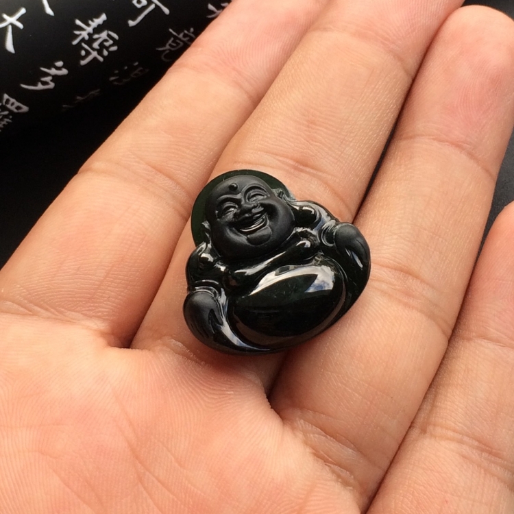 （超值推荐）冰种墨翠玉佛挂件