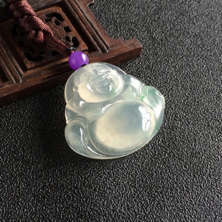 (超值推荐)冰种飘花玉佛挂件