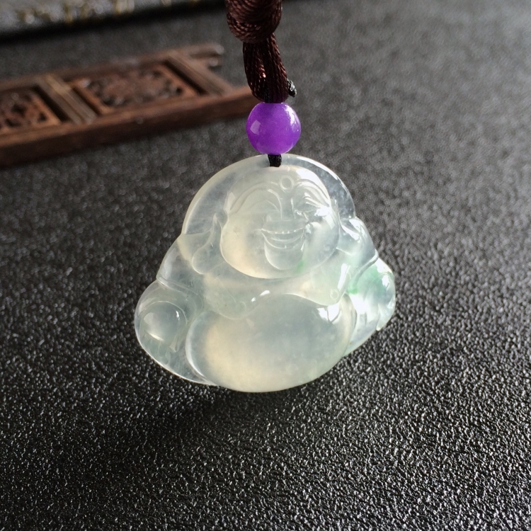 (超值推荐)冰种飘花玉佛挂件